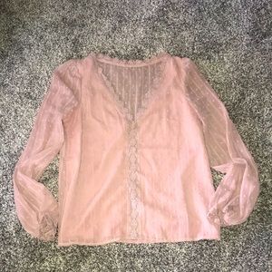 Shein Brand Pink/Blush Colored Long Sleeve Blouse Size XSmall Great Condition